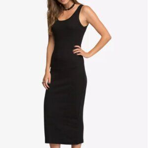 J.O & CO / Winners Brand Classic Ribbed Midi Tank Bodycon Dress - Large in Black